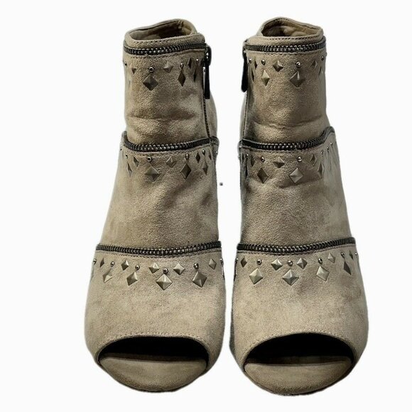 Jessica Simpson Peep Toe Studded Zip-Up Ankle Booties Size 8 - Picture 2 of 12
